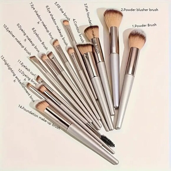 7-Piece Professional Soft Nylon Oval Makeup Brush Premium Large Set - Picture 2 of 7